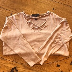 Tan oversized v-neck sweater